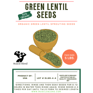 BULK Organic Green Lentils Sprouting Seeds 5-Pounds